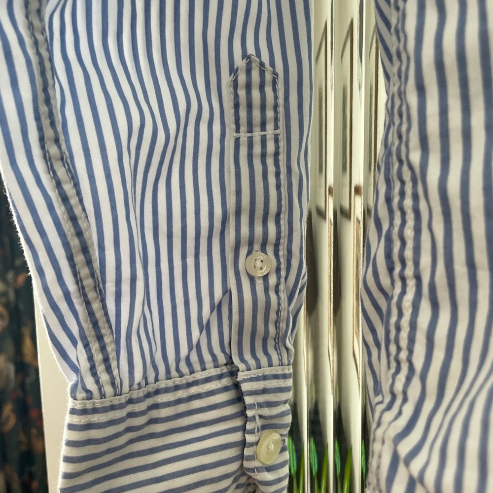 Kids Blue & White Striped Button-Down Shirt - Picture 4 of 5